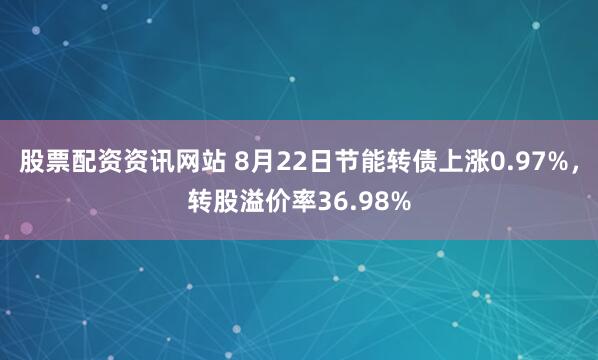 股票配资资讯网站 8月22日节能转债上涨0.97%，转股溢价率36.98%
